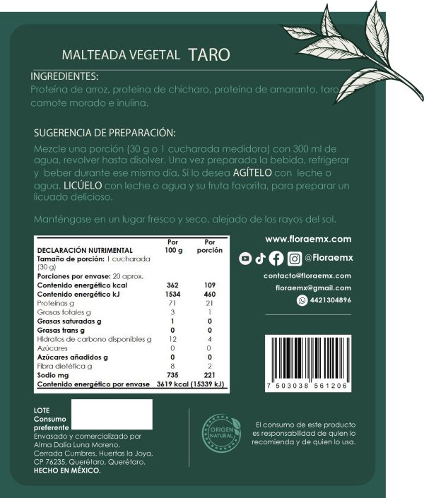 Malteada Taro Sin Endulzante (1Kg) - Imagen 2