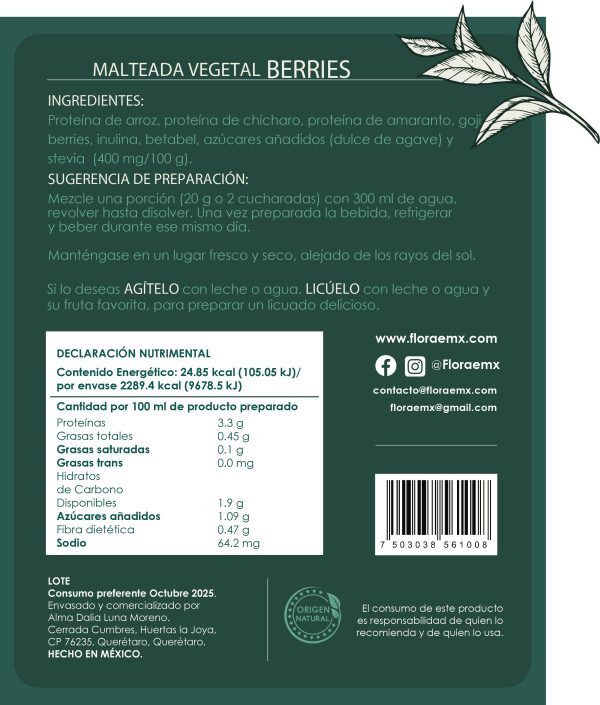 Malteada Berries con Endulzante (600g) - Imagen 2