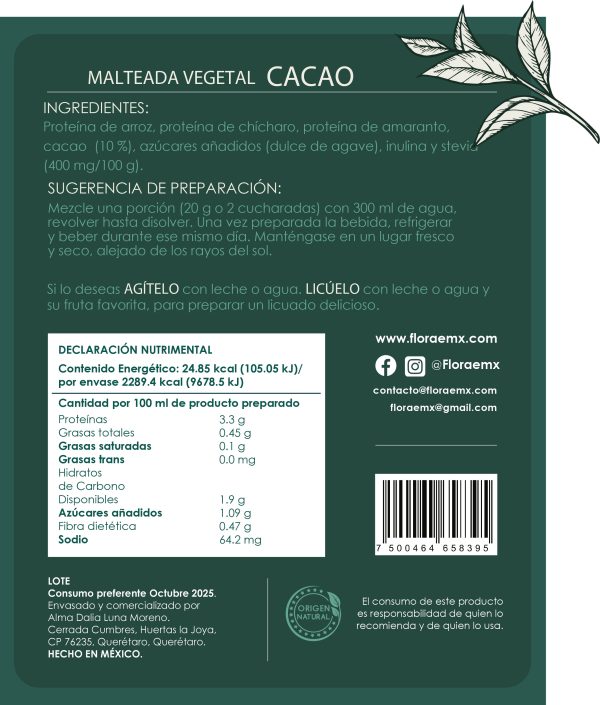 Malteada Cacao con Endulzante (600g) - Imagen 2