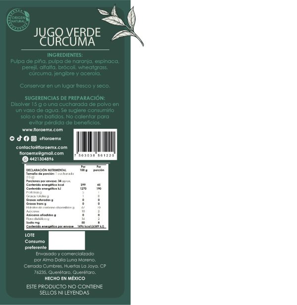 Jugo Verde Cúrcuma (500g) - Imagen 2