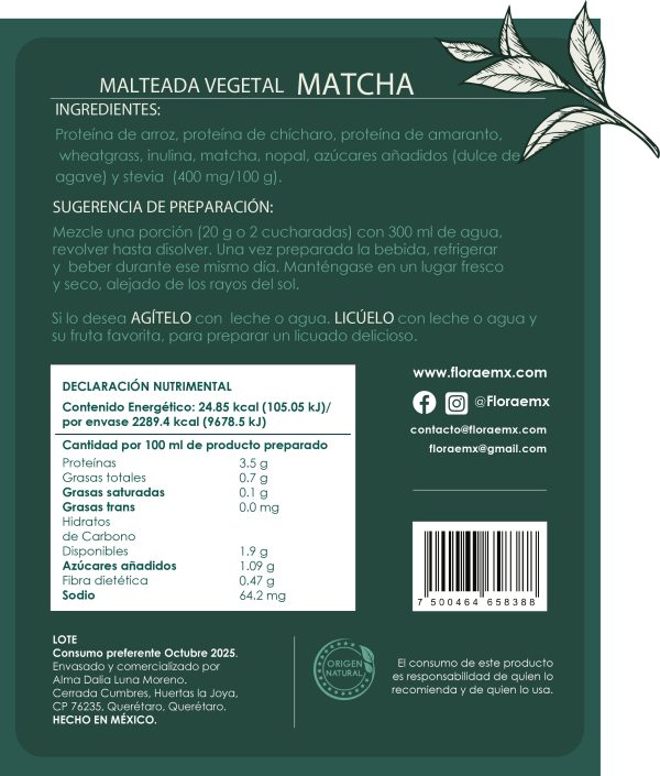 Malteada Matcha con Endulzante (600g) - Imagen 3