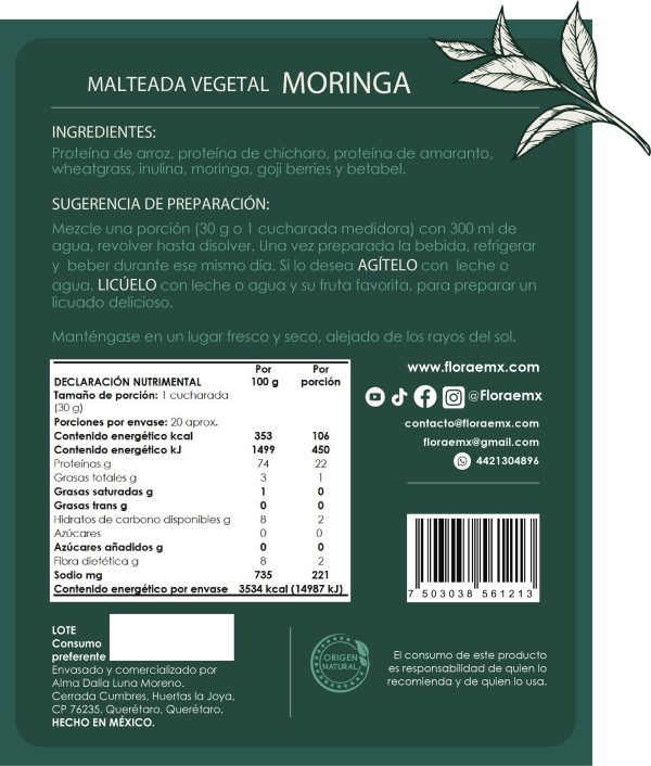 Malteada Moringa sin Endulzante (1kg) - Imagen 2