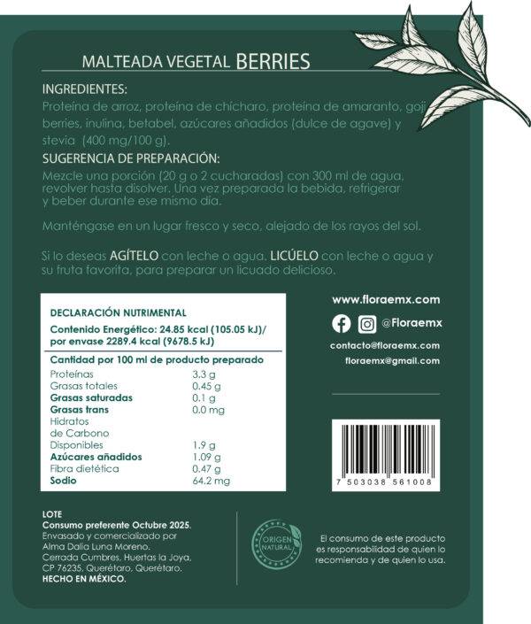 Malteada Berries Con Endulzante (1kg) - Imagen 4